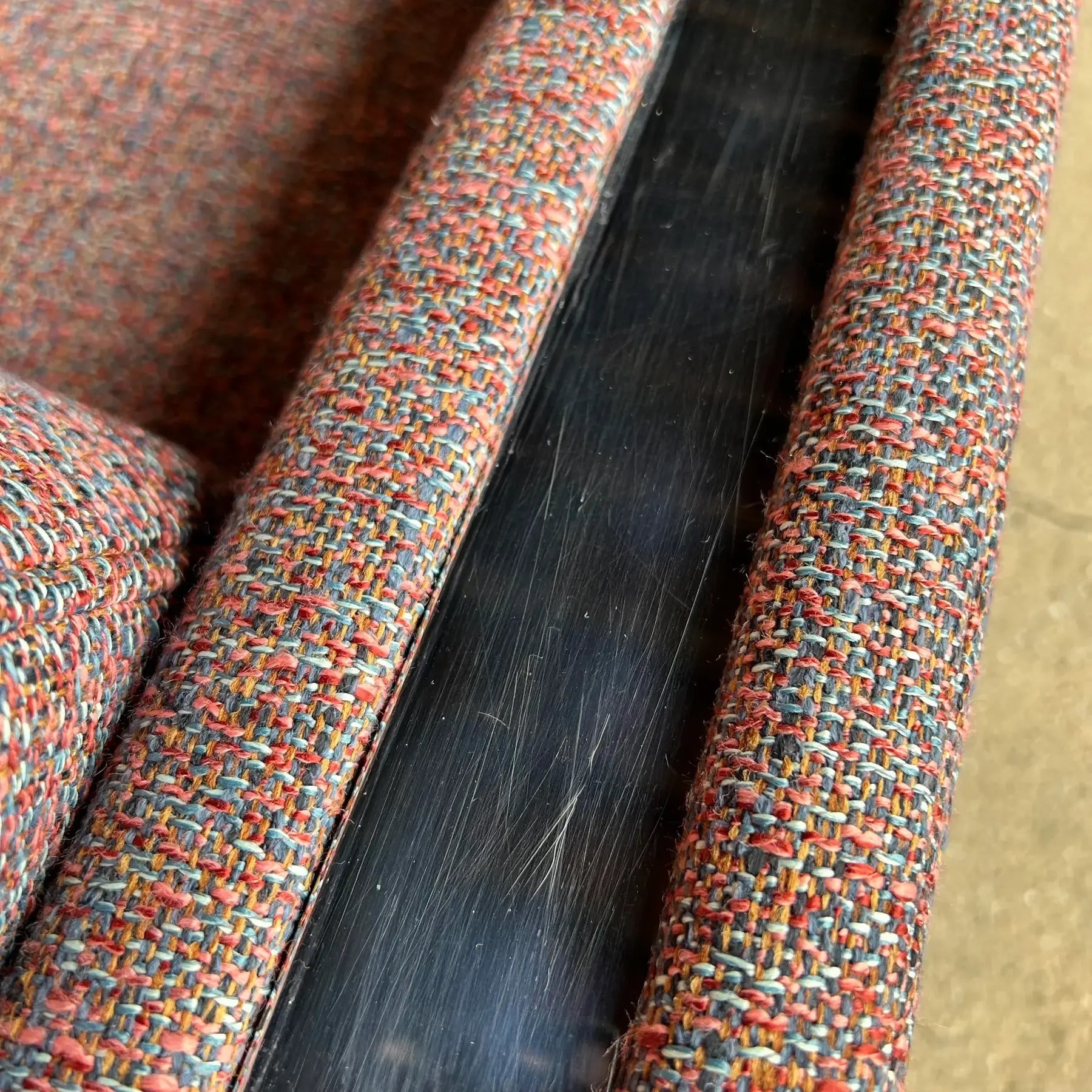 Pair of Chrome Cube Club Chairs Newly Upholstered in a Great Multi Color Texture Fabric