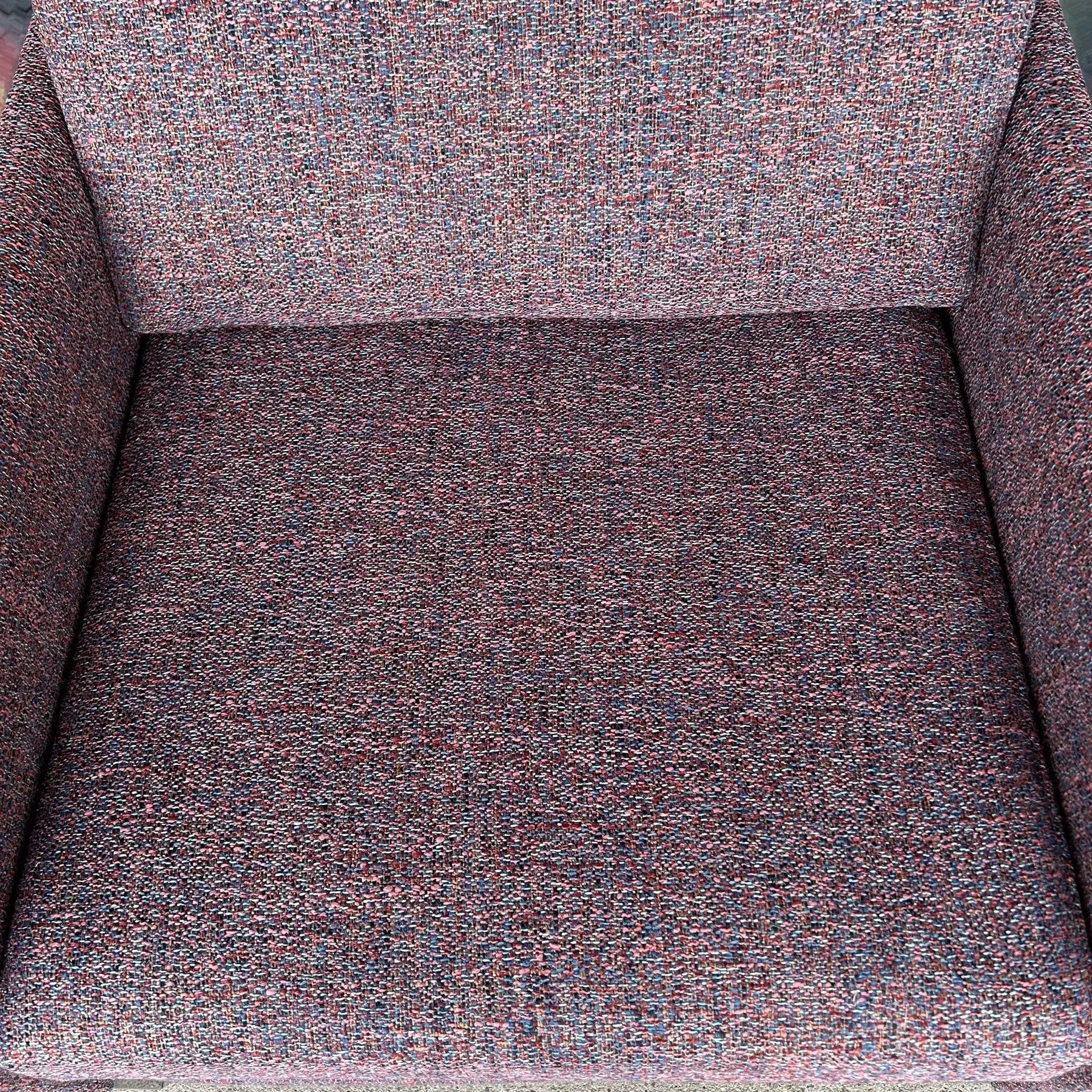 Pair of Chrome Cube Club Chairs Newly Upholstered in a Great Multi Color Texture Fabric