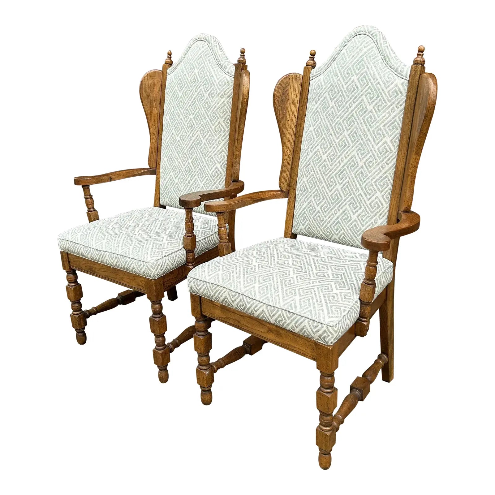 Pair of Classic Antique Wing Style Arm Chairs Recovered