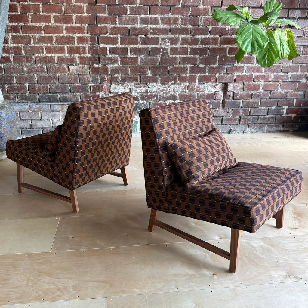 Pair of Custom Made Mid-Century Modern Dunbar Style Slipper Chairs