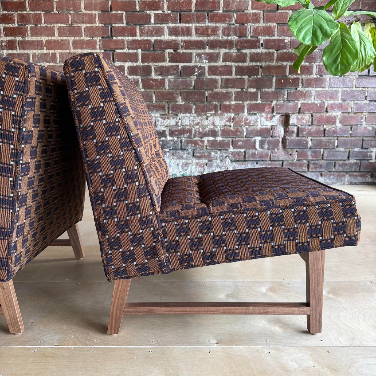 Pair of Custom Made Mid-Century Modern Dunbar Style Slipper Chairs