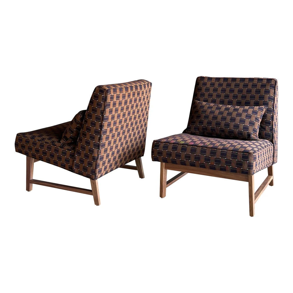 Pair of Custom Made Mid-Century Modern Dunbar Style Slipper Chairs