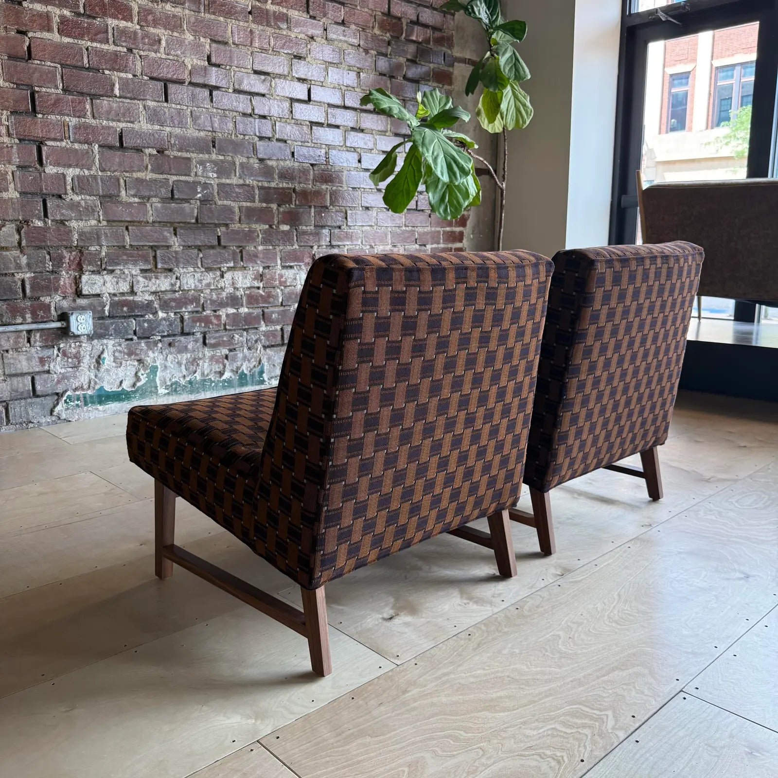 Pair of Custom Made Mid-Century Modern Dunbar Style Slipper Chairs