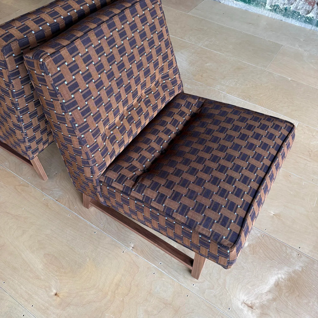 Pair of Custom Made Mid-Century Modern Dunbar Style Slipper Chairs