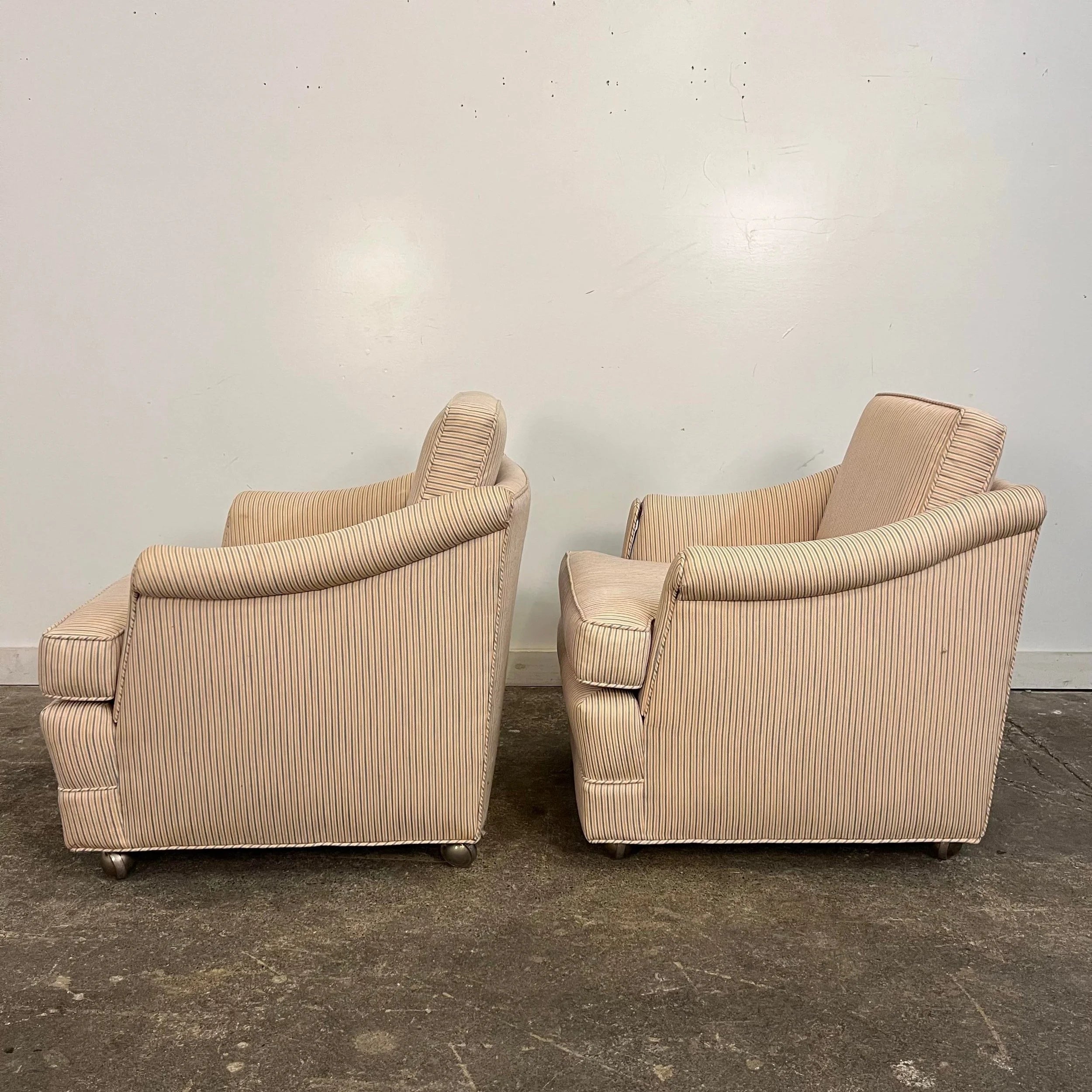 Pair of Dunbar Style Chairs on Casters