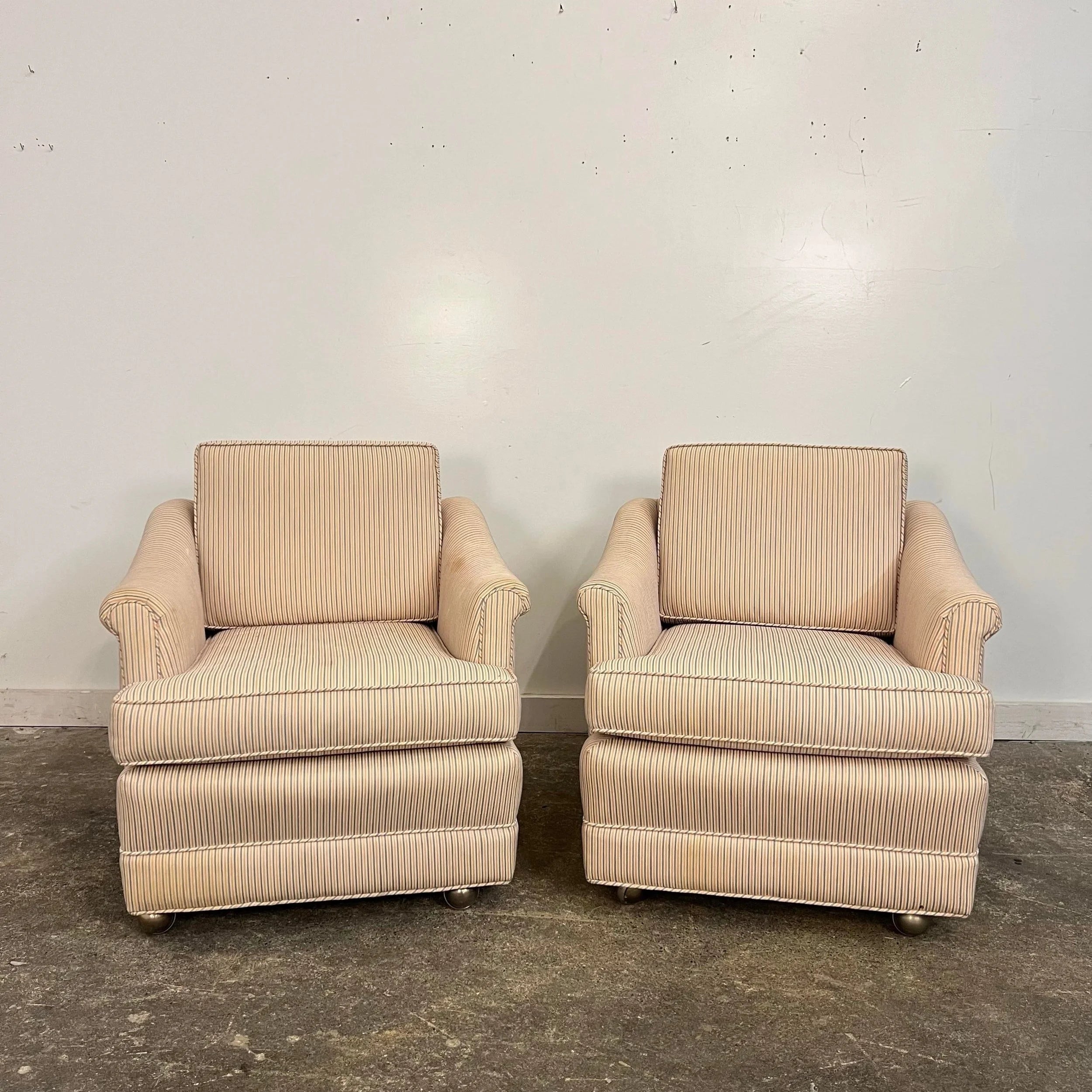 Pair of Dunbar Style Chairs on Casters
