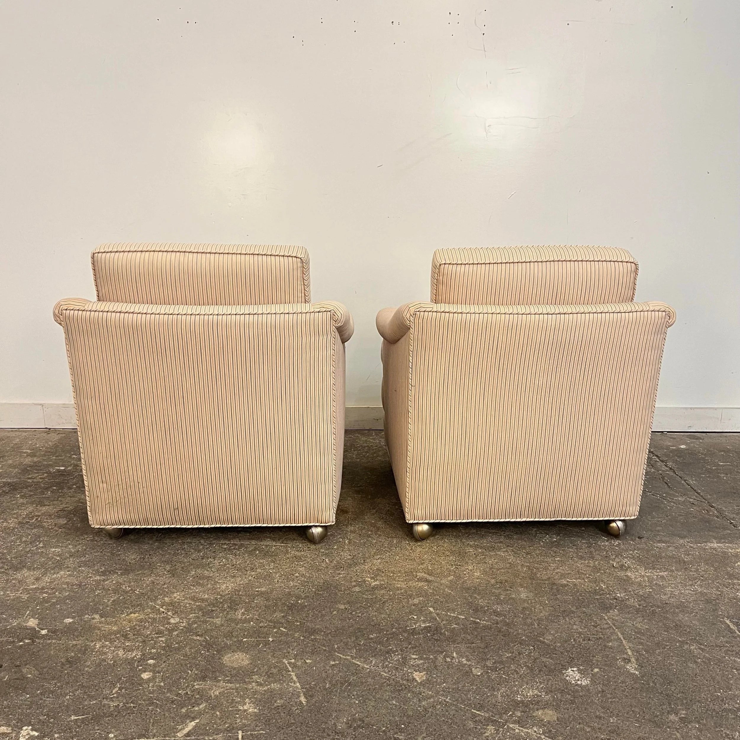 Pair of Dunbar Style Chairs on Casters