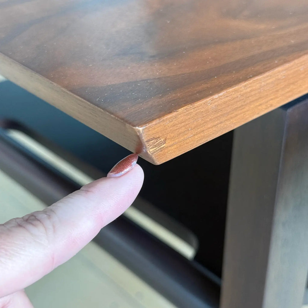 Pair of Dunbar Walnut and Mahogany Side Tables With Leather Capped Feet