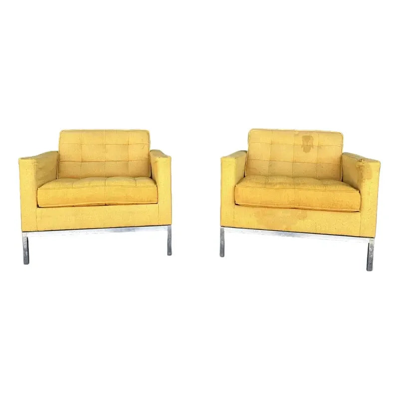 Pair of Florence Knoll “Relaxed” Lounge Club Chairs Mid Century Modern