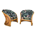 Pair of Gabriella Crespi Pencil Reed Chairs by Comfort Designs Reupholstered