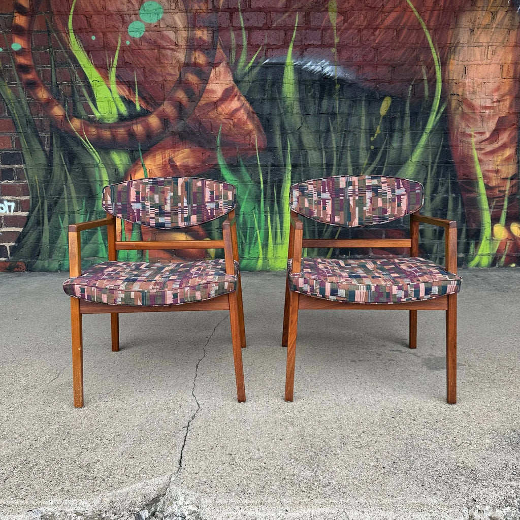 Pair of George Nelson Walnut Arm Chairs