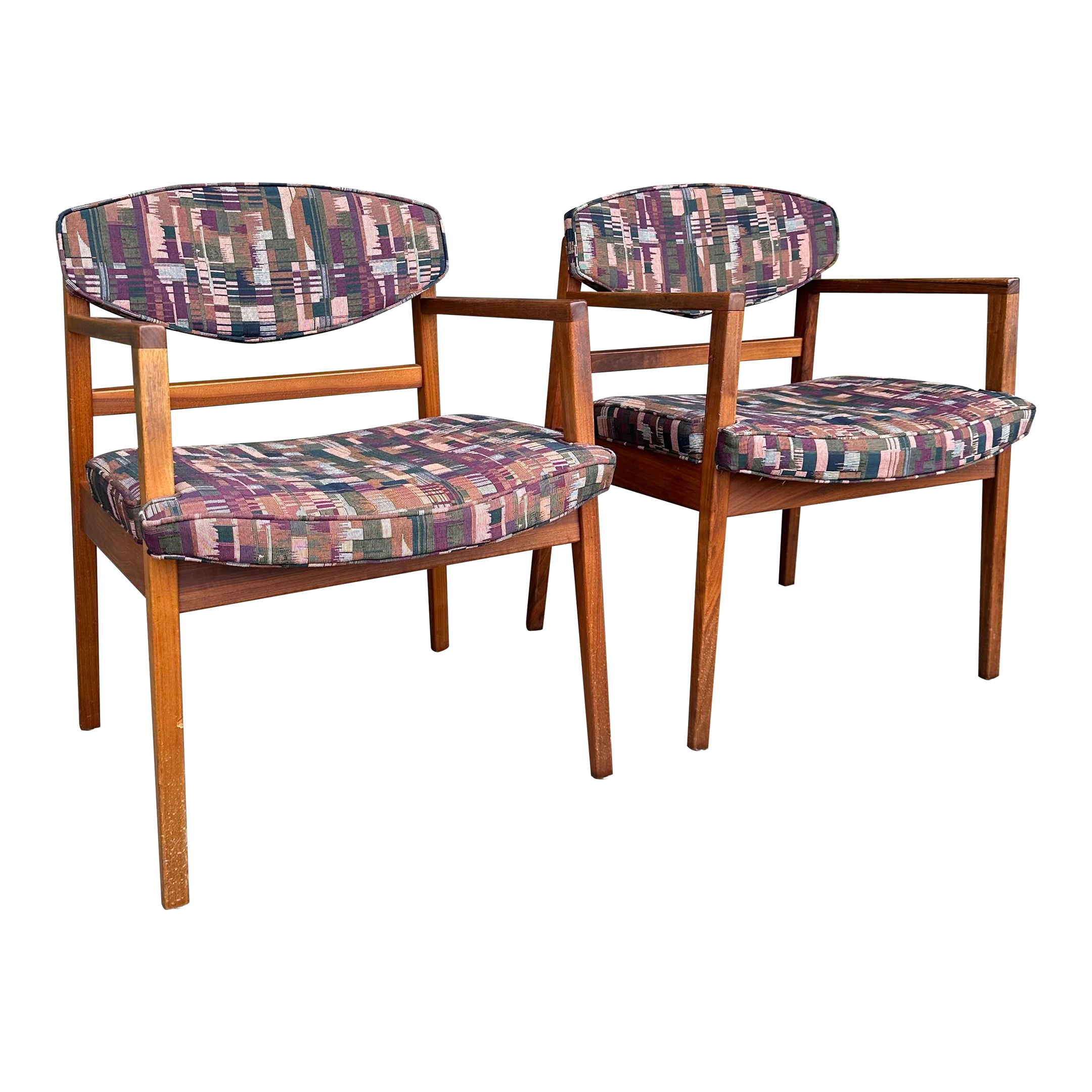 Pair of George Nelson Walnut Arm Chairs