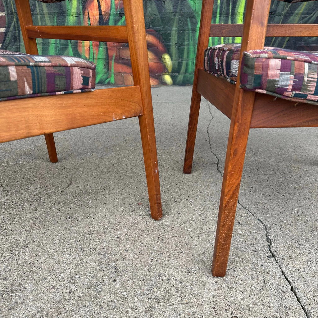 Pair of George Nelson Walnut Arm Chairs