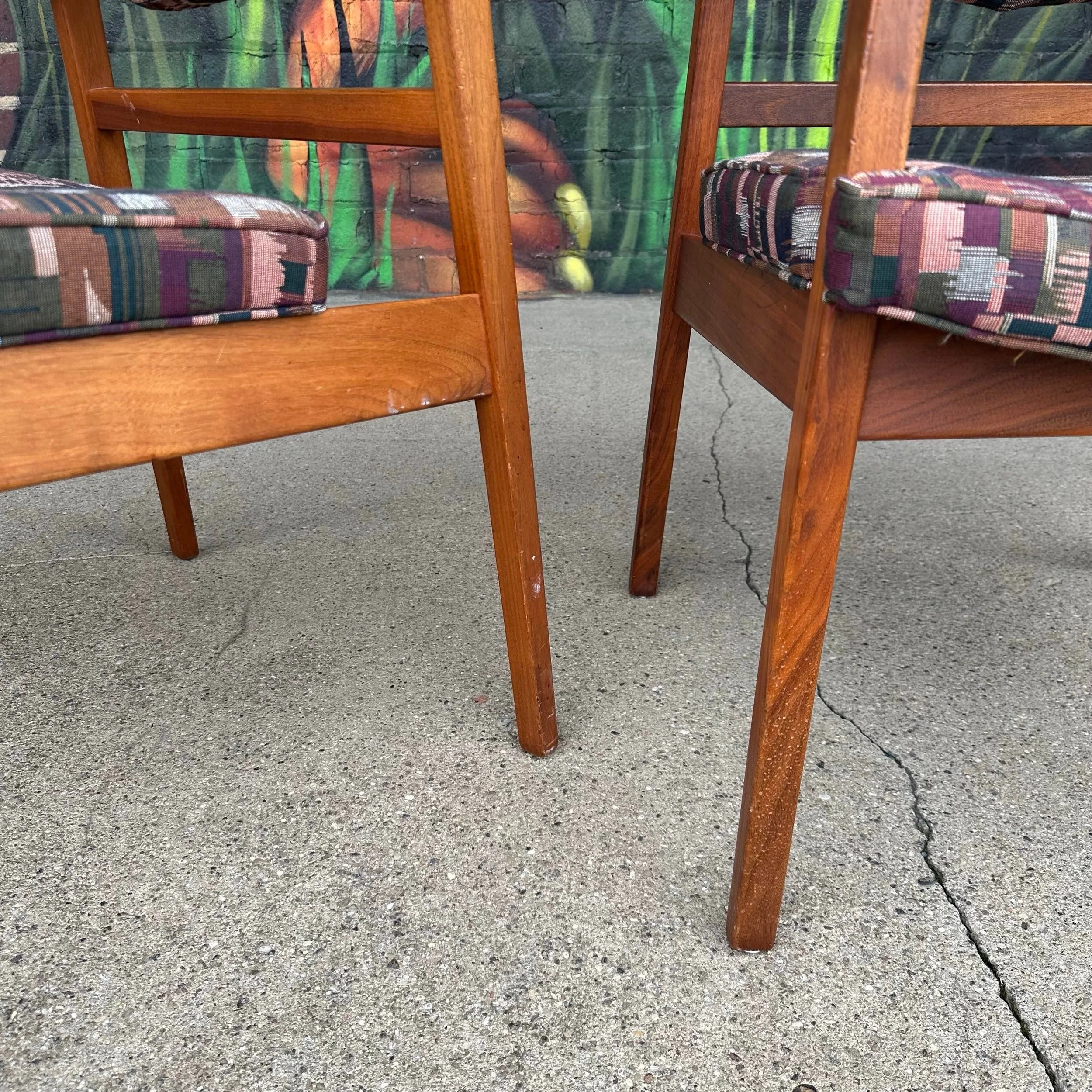Pair of George Nelson Walnut Arm Chairs