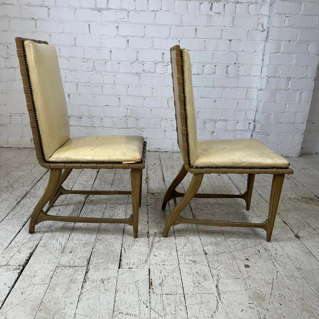 Pair of Harold Schwartz for Romweber Mid Century Oak Dining Side Chairs