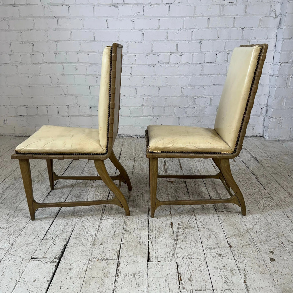 Pair of Harold Schwartz for Romweber Mid Century Oak Dining Side Chairs