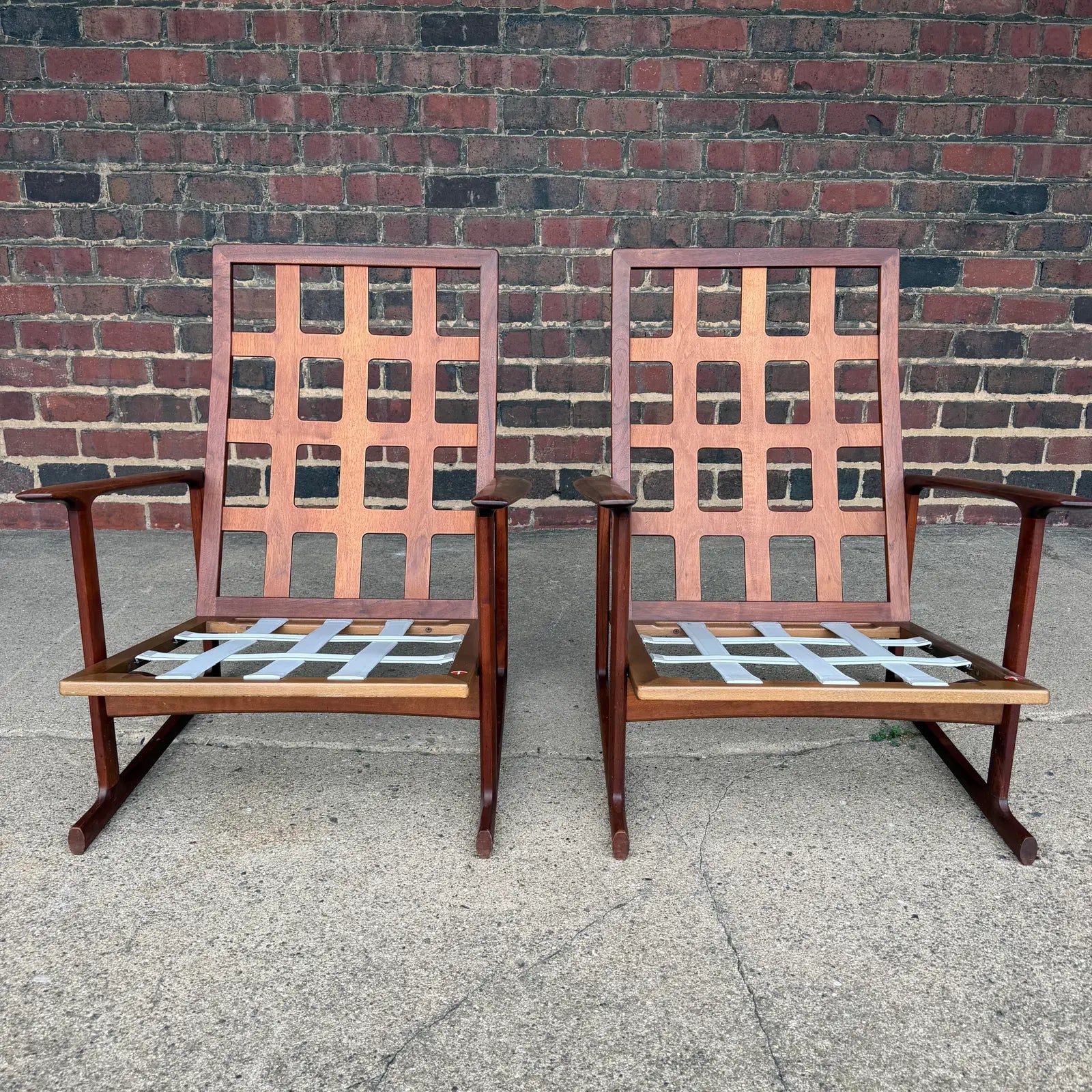 Pair of Ib Kofod Larsen for Selig High Back Sled Chairs Danish Modern New Cushions