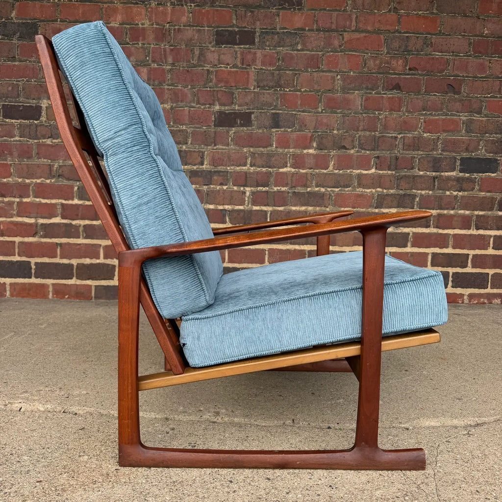 Pair of Ib Kofod Larsen for Selig High Back Sled Chairs Danish Modern New Cushions