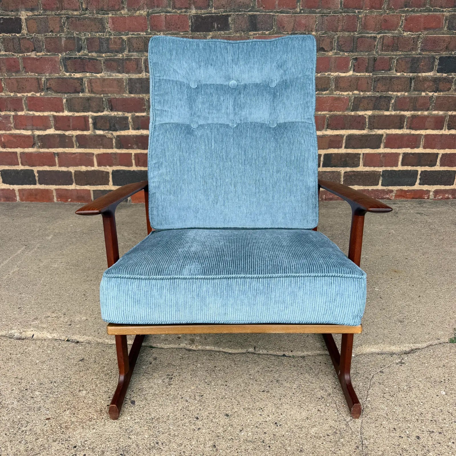 Pair of Ib Kofod Larsen for Selig High Back Sled Chairs Danish Modern New Cushions