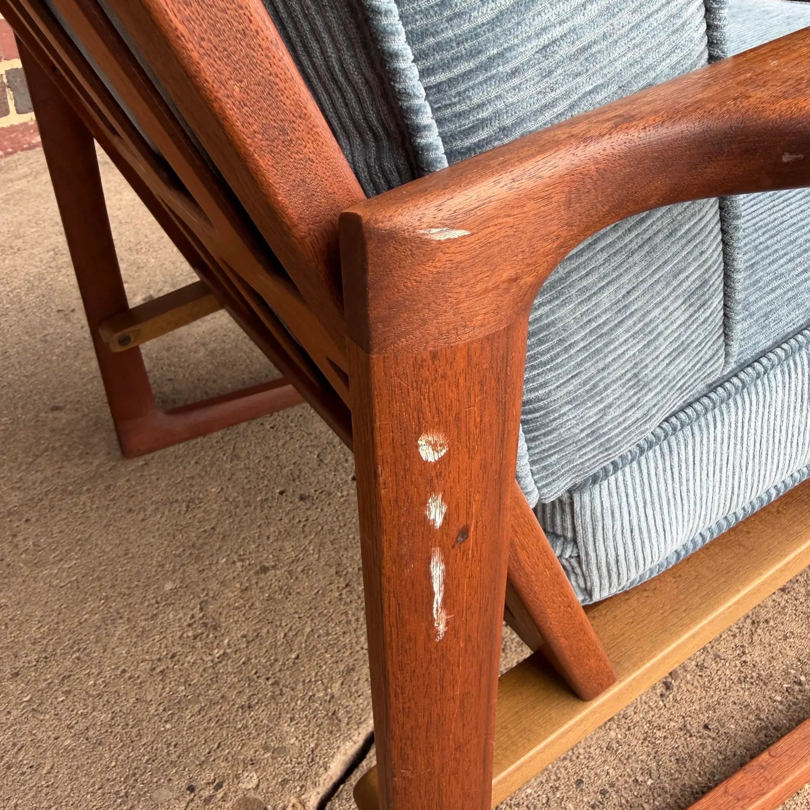 Pair of Ib Kofod Larsen for Selig High Back Sled Chairs Danish Modern New Cushions