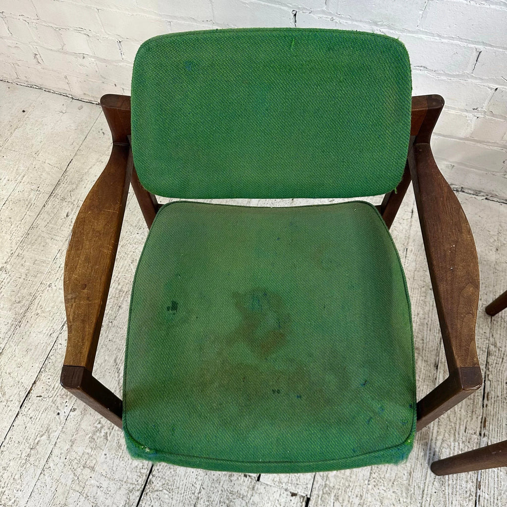 Pair of Jens Risom Walnut Arm Chairs