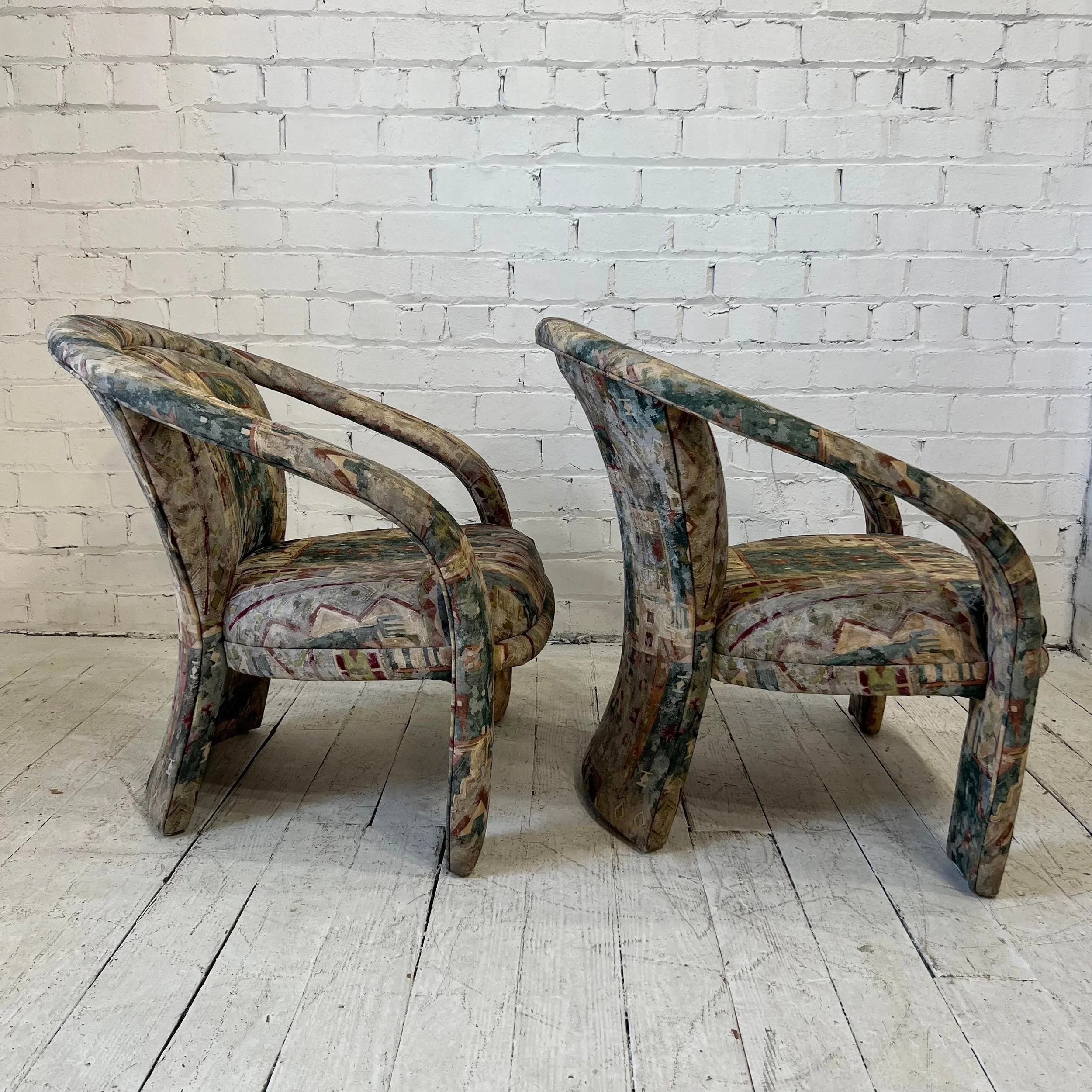 Pair of Kagan Style 3 Legged Arm Chairs 90’s