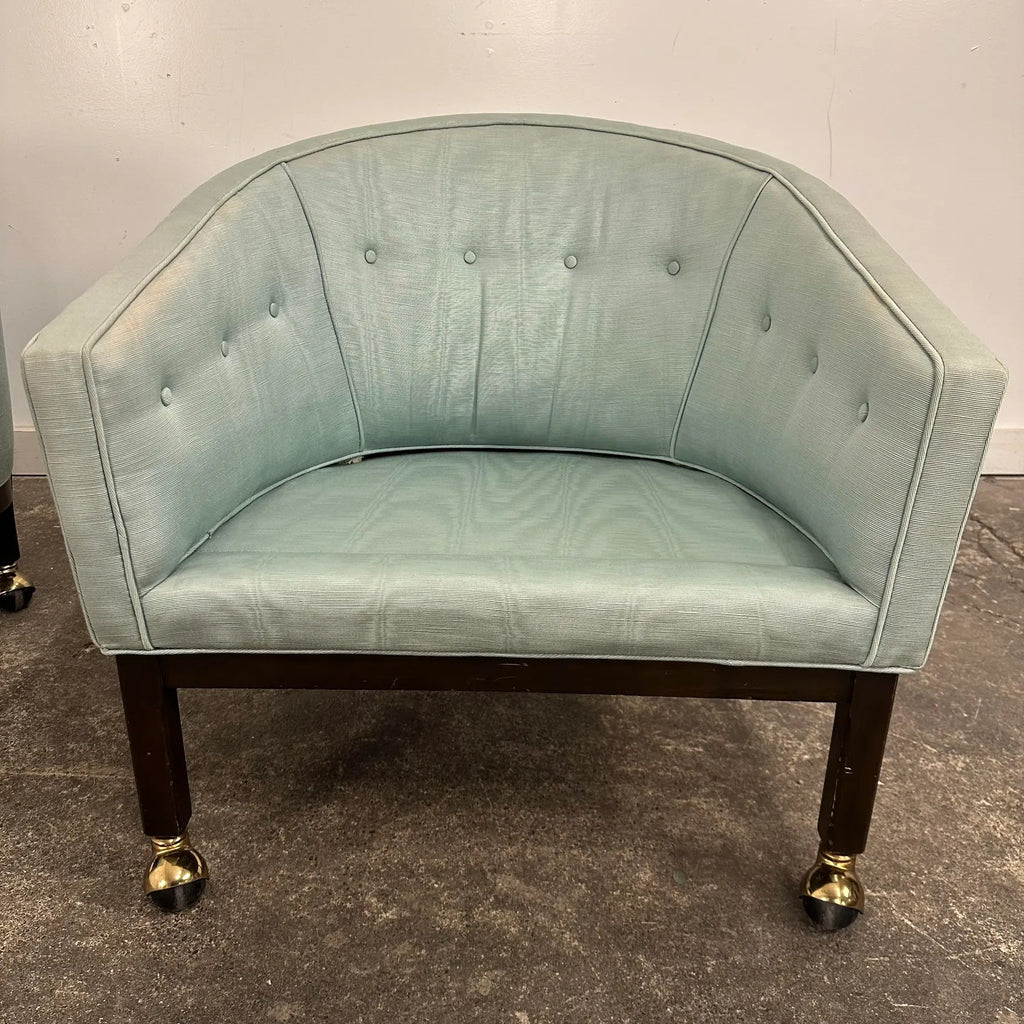 Pair of Kipp Stewart for Directional Barrel Chair on Casters