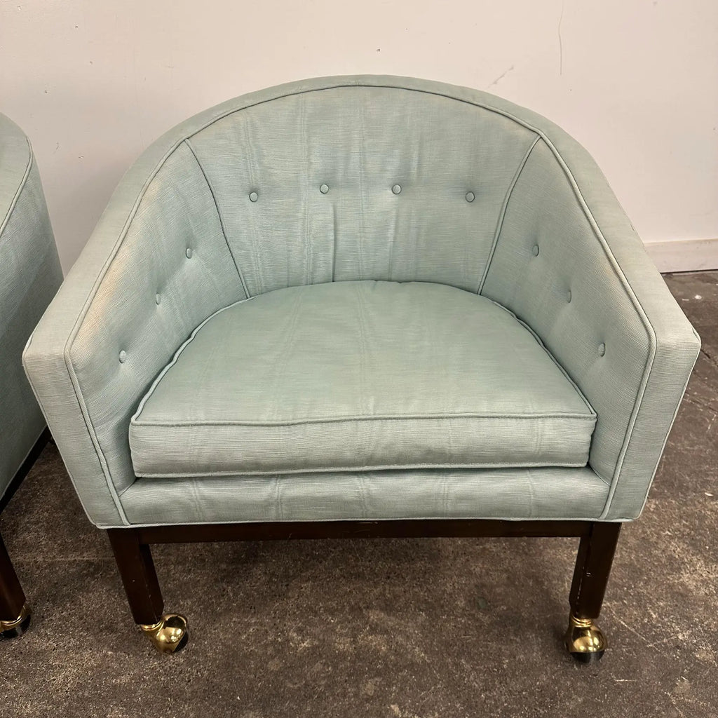 Pair of Kipp Stewart for Directional Barrel Chair on Casters