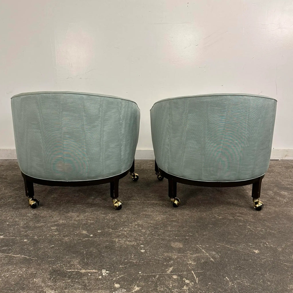 Pair of Kipp Stewart for Directional Barrel Chair on Casters