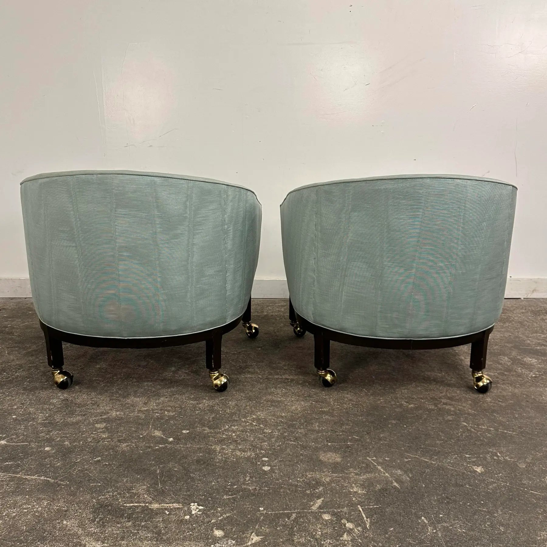 Pair of Kipp Stewart for Directional Barrel Chair on Casters