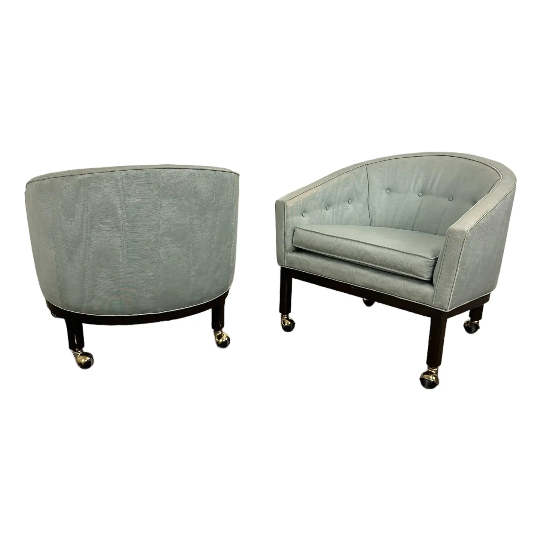 Pair of Kipp Stewart for Directional Barrel Chair on Casters
