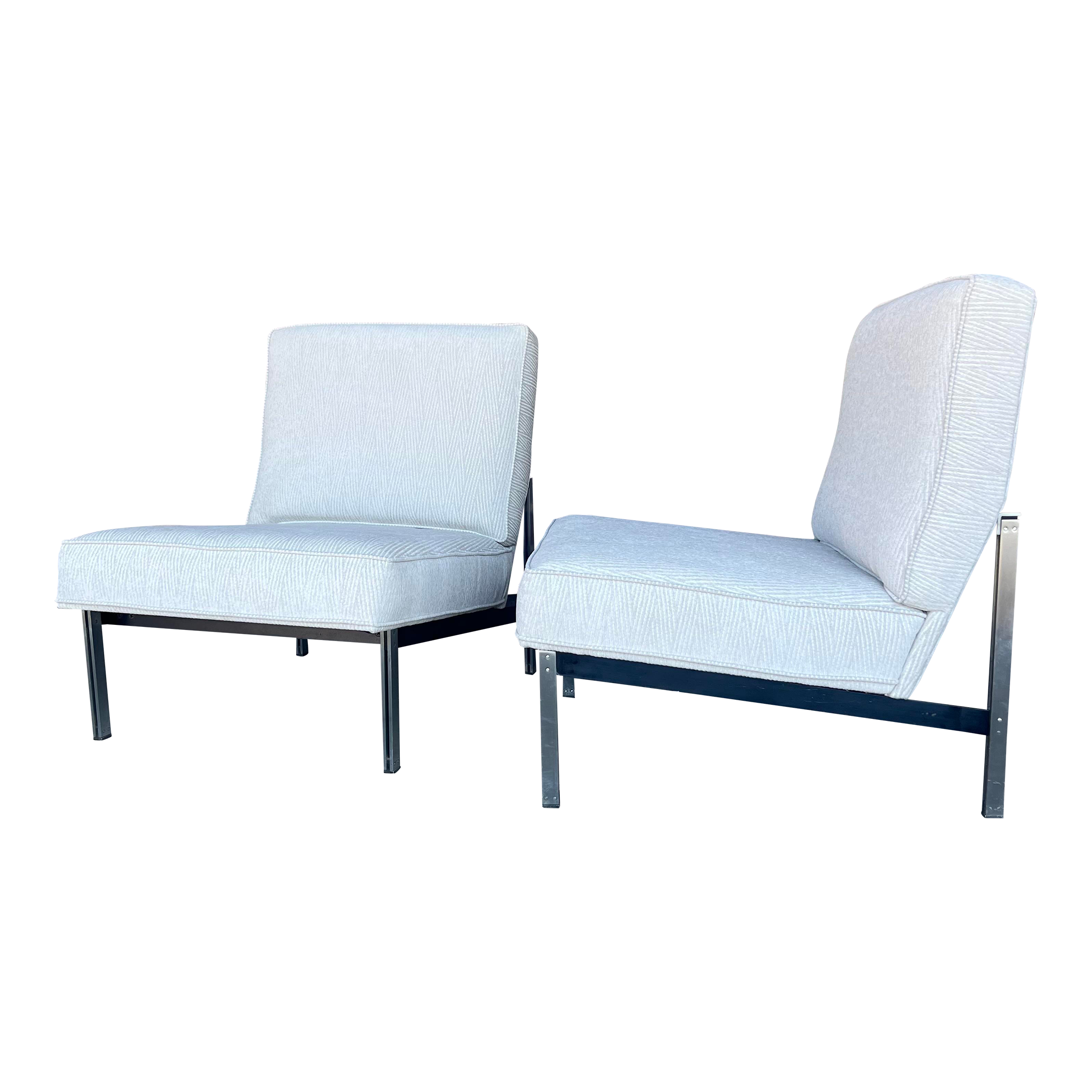 Pair of Knoll Parallel Bar Slipper Chairs Reupholstered