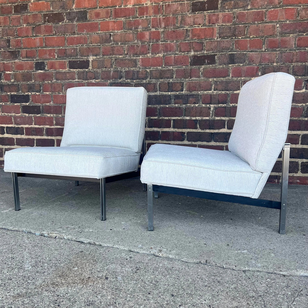 Pair of Knoll Parallel Bar Slipper Chairs Reupholstered