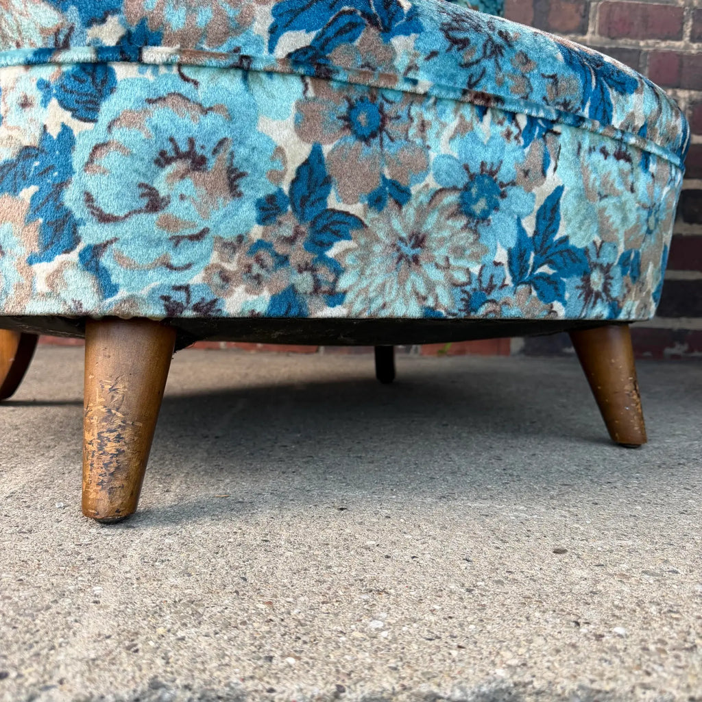Pair of Late 40s Floral Slipper Chairs in the Style of Gilbert Rhode