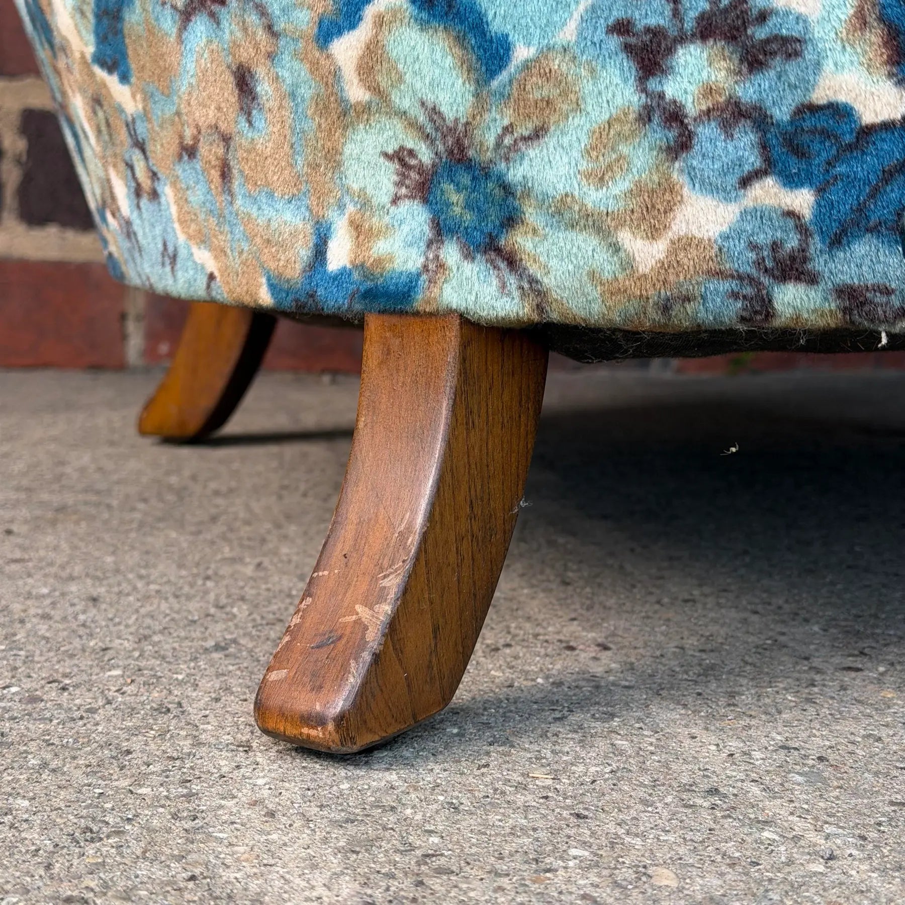 Pair of Late 40s Floral Slipper Chairs in the Style of Gilbert Rhode