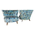 Pair of Late 40s Floral Slipper Chairs in the Style of Gilbert Rhode