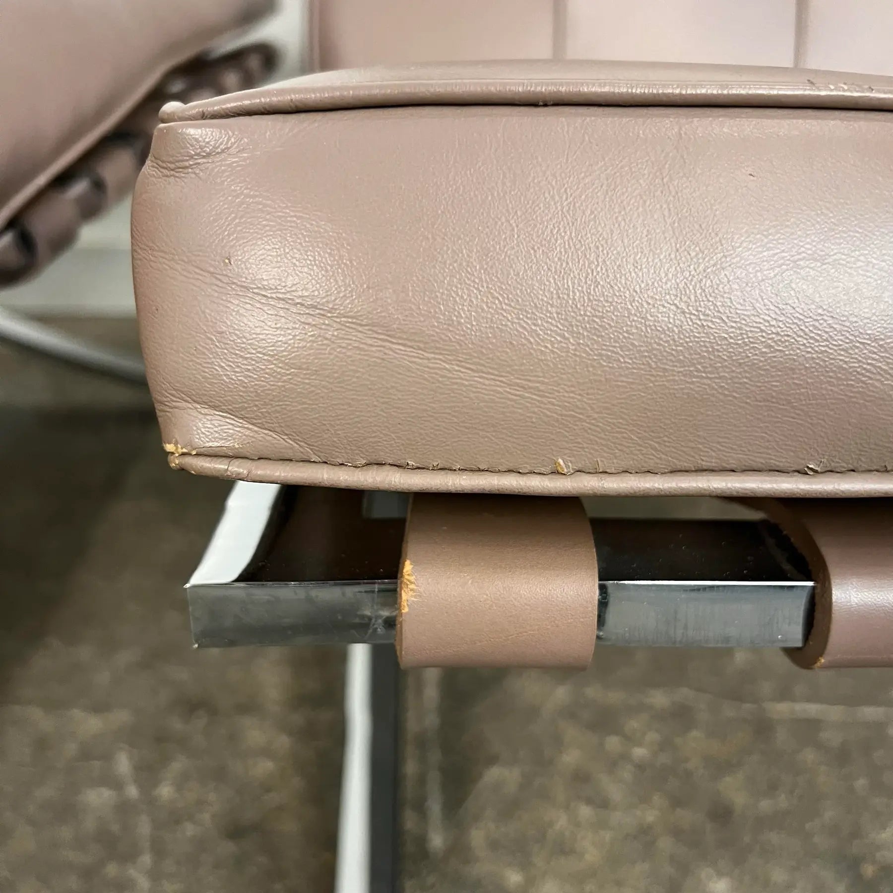 Pair of Leather Barcelona Lounge Chairs