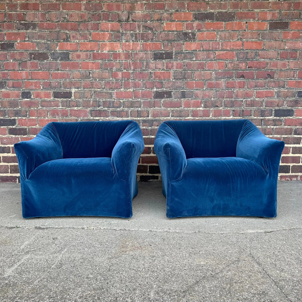 Pair of Mario Bellini Tentazione Lounge Chairs Recovered in Faux Mohair