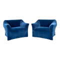 Pair of Mario Bellini Tentazione Lounge Chairs Recovered in Faux Mohair