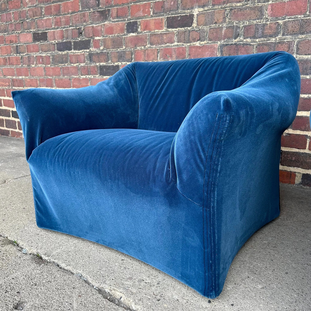 Pair of Mario Bellini Tentazione Lounge Chairs Recovered in Faux Mohair