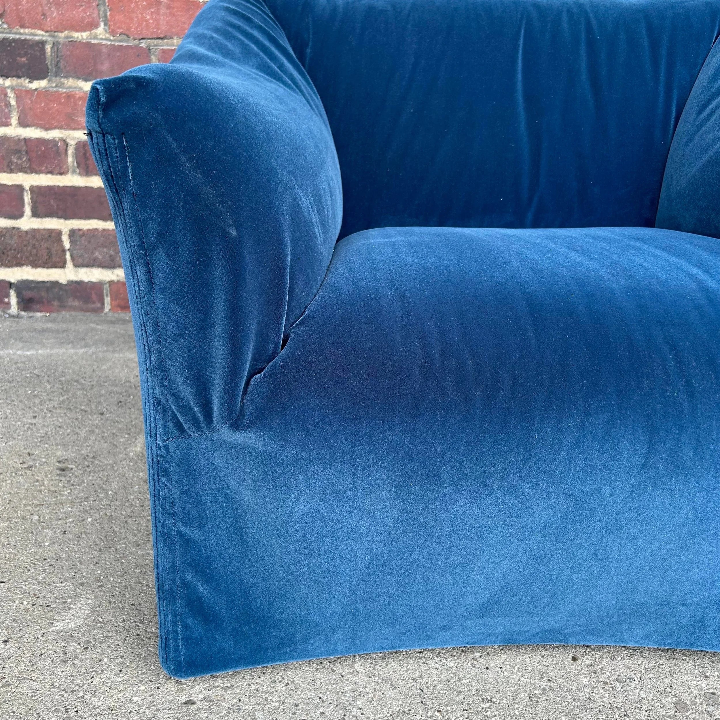 Pair of Mario Bellini Tentazione Lounge Chairs Recovered in Faux Mohair