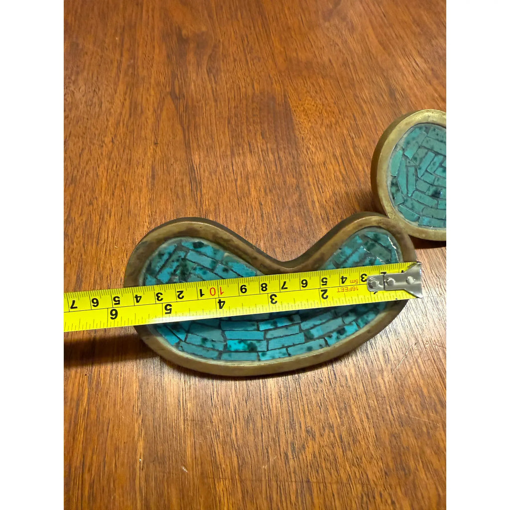 Pair of Pepe Mendoza Brass & Glass Mosaic Drawer Pulls – Made in Mexico