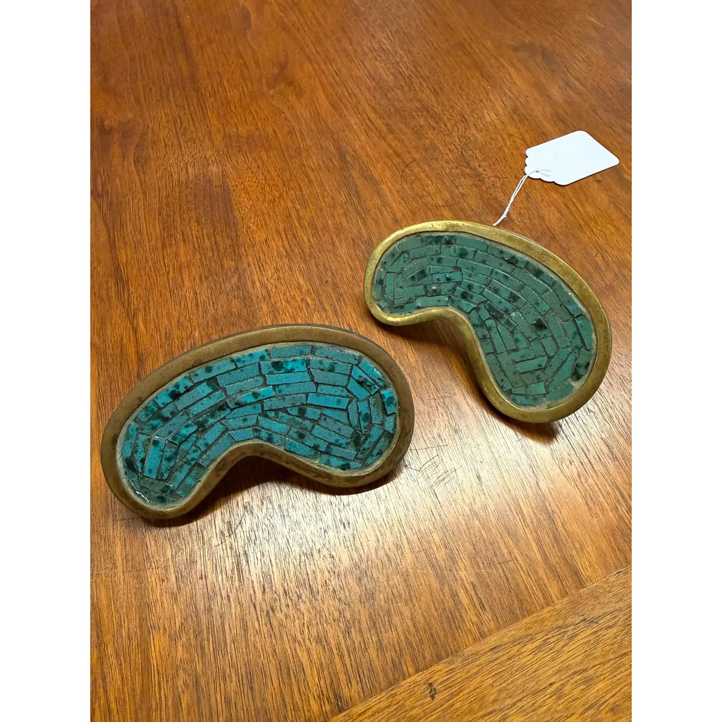 Pair of Pepe Mendoza Brass & Glass Mosaic Drawer Pulls – Made in Mexico