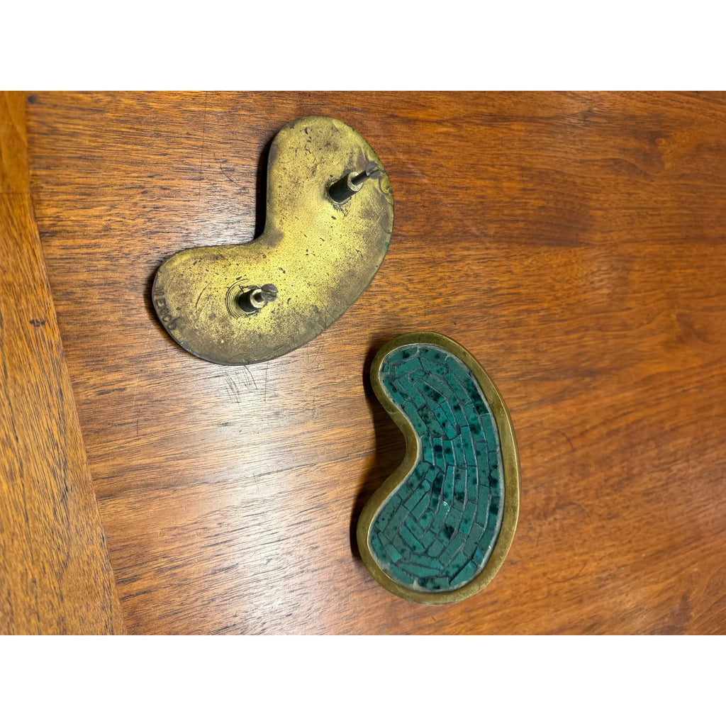 Pair of Pepe Mendoza Brass & Glass Mosaic Drawer Pulls – Made in Mexico