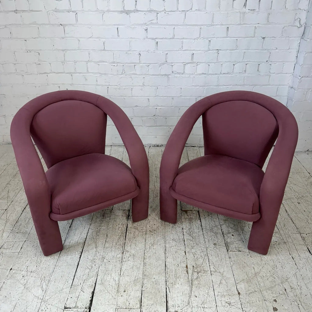 Pair of Pink Kagan Style Lounge 3 Leg Chairs by Carson’s