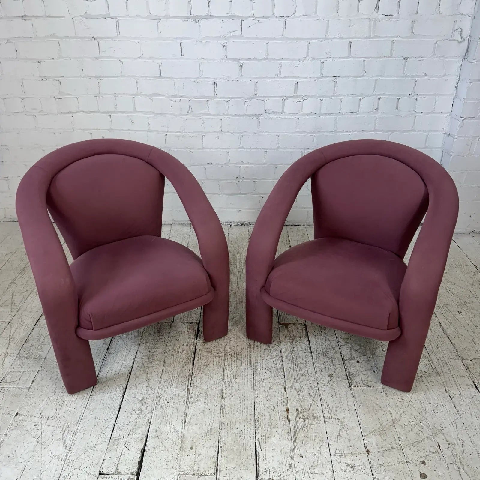 Pair of Pink Kagan Style Lounge 3 Leg Chairs by Carson’s