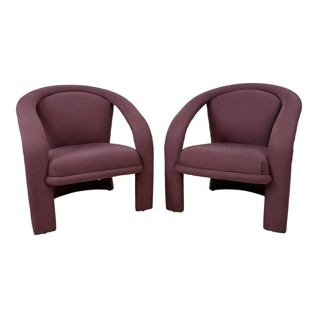 Pair of Pink Kagan Style Lounge 3 Leg Chairs by Carson’s