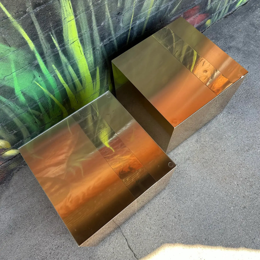 Pair of Postmodern Paul Evan’s Style Cube Side Tables Directional