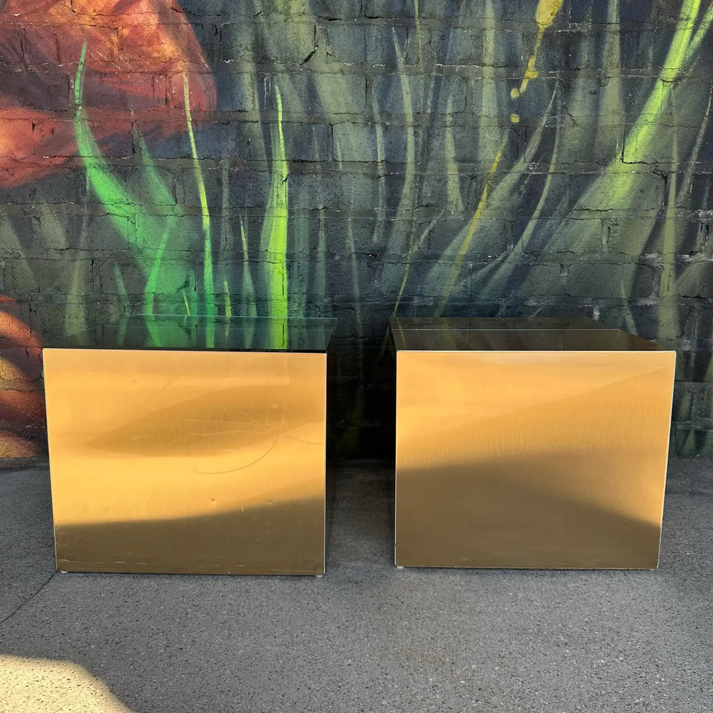 Pair of Postmodern Paul Evan’s Style Cube Side Tables Directional