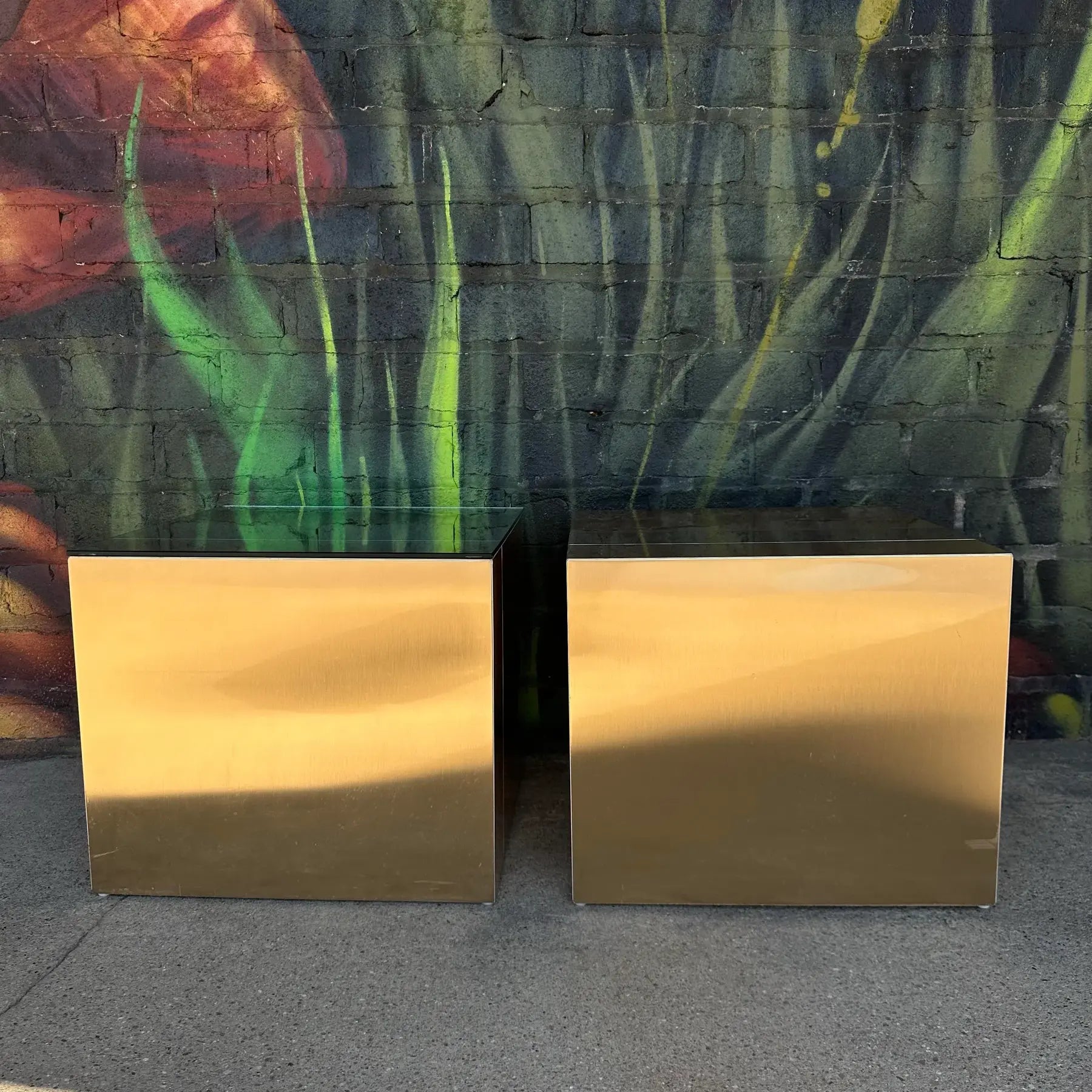 Pair of Postmodern Paul Evan’s Style Cube Side Tables Directional